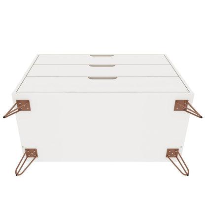 Manhattan Comfort Rockefeller Mid-Century- Modern Dresser with 3-Drawers in White