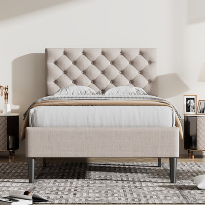 Linen Upholstered Platform Bed