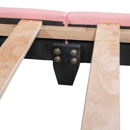 Upholstered Leather Platform Bed with Rabbit Ornament, Pink