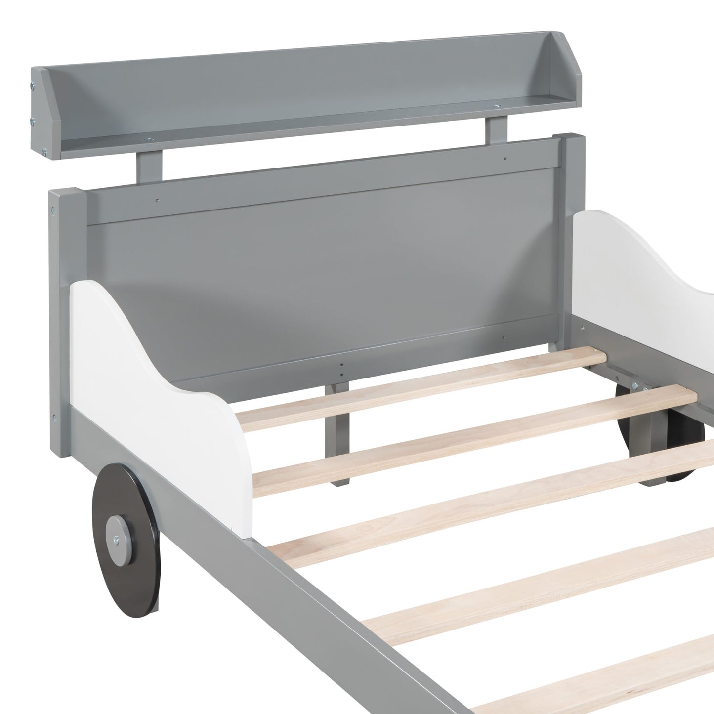 twin size car-shaped platform bed, gray