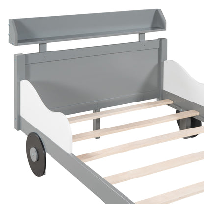 Twin Size Car-Shaped Platform Bed, Gray