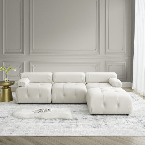 button tufted modular sectional sofa, navy velvet