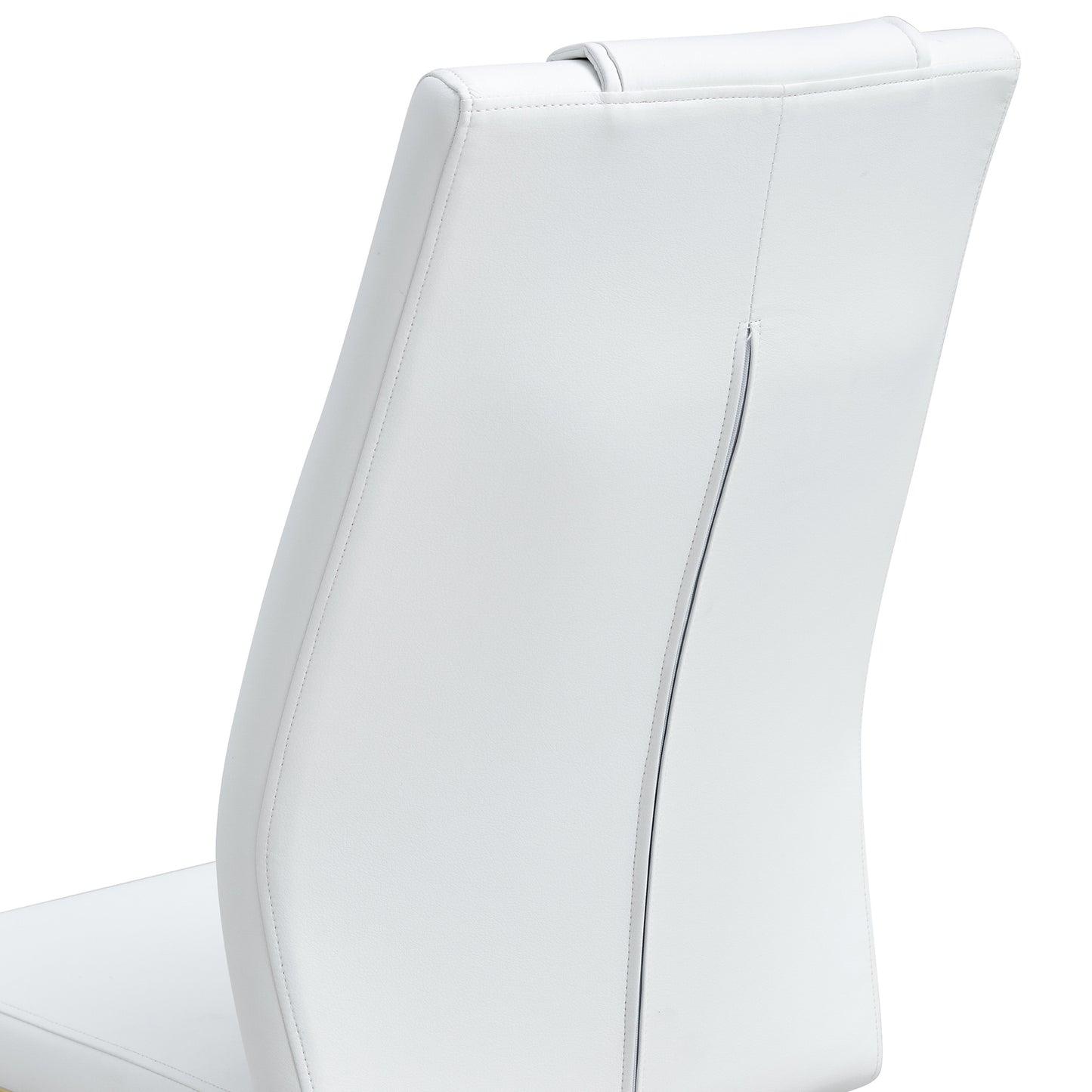 faux leather cushion chairs set of 4, white+pu