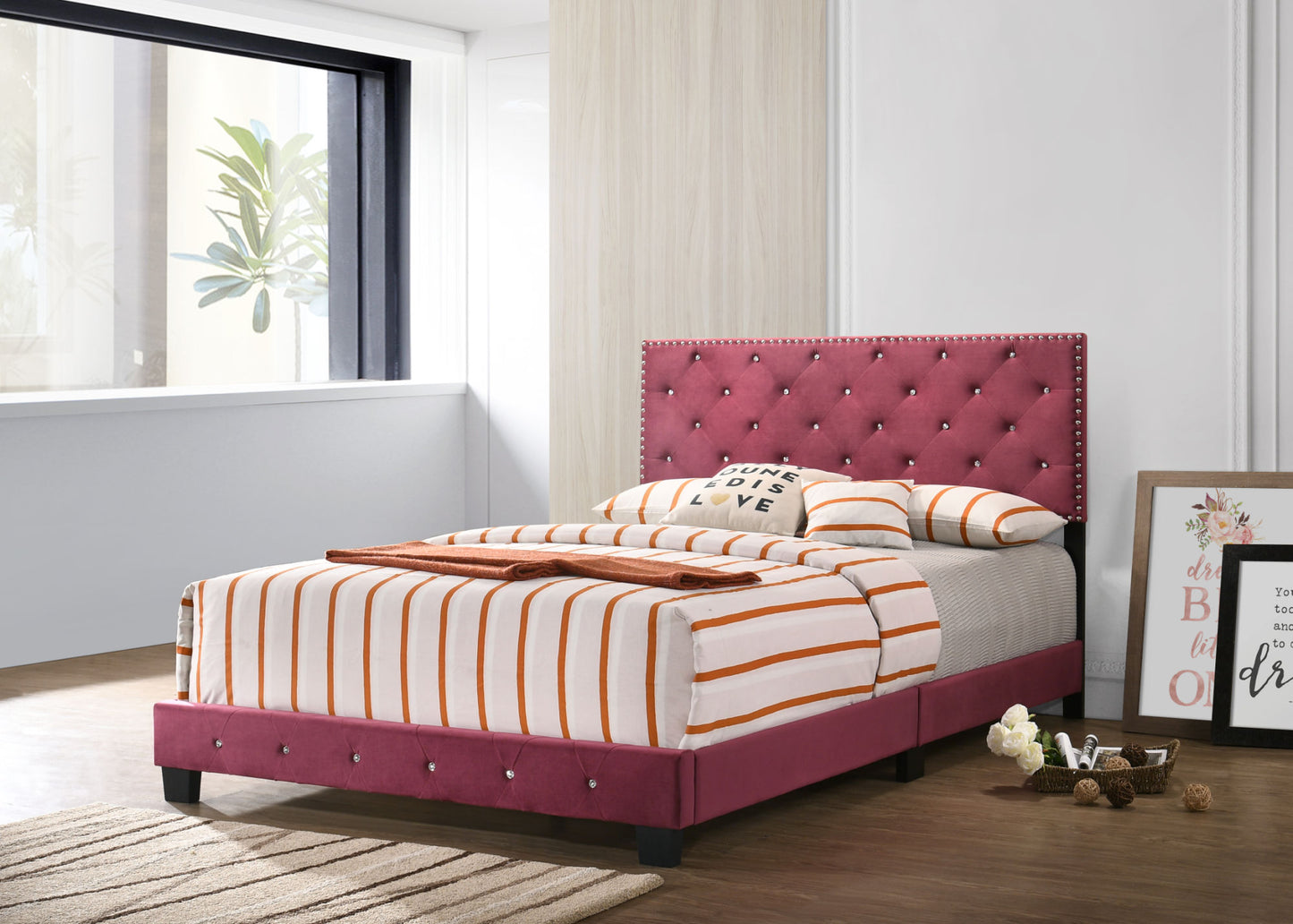 suffolk upholstered  bed, cherry