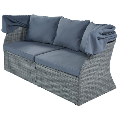Daybed/Sunbed with Retractable Canopy Set