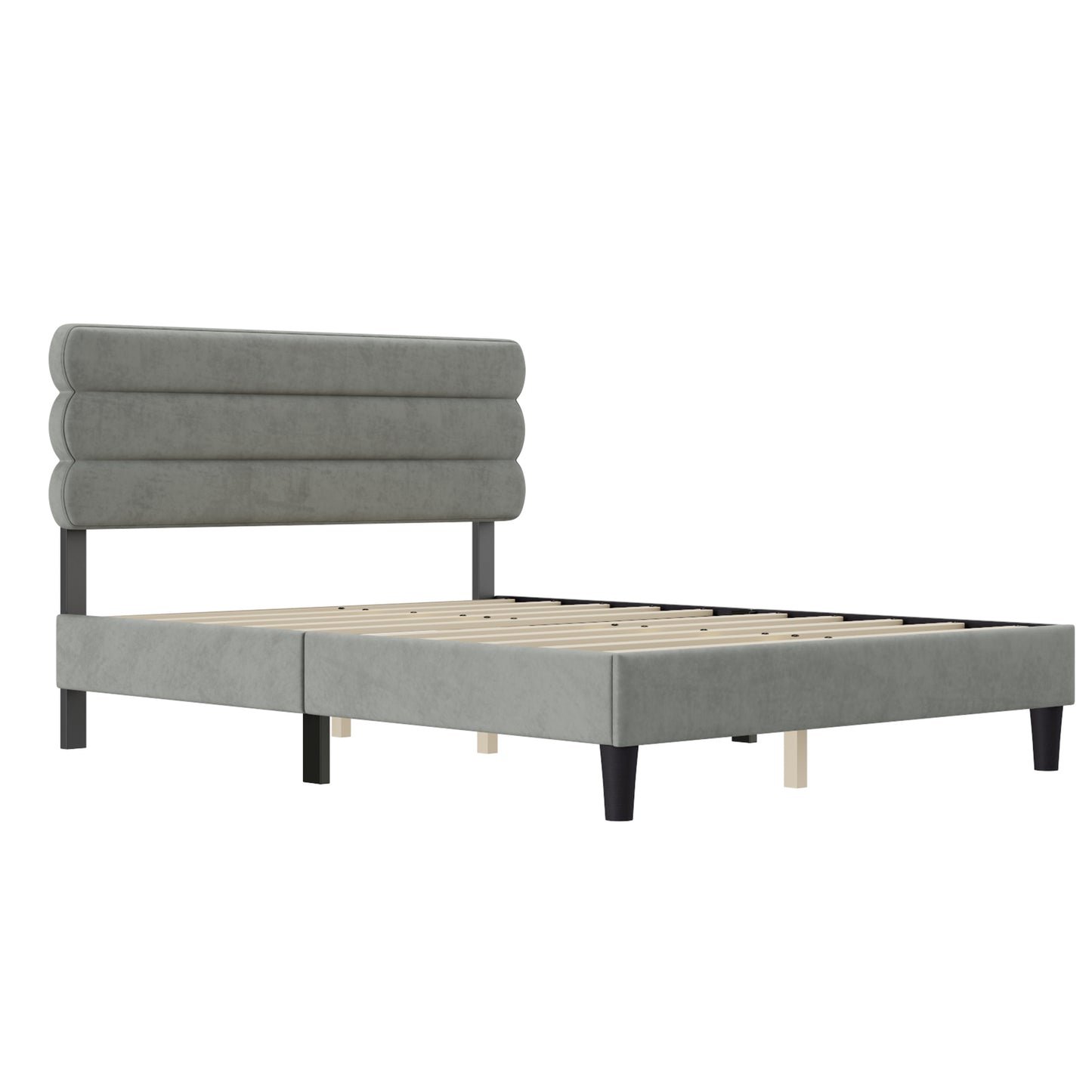 rudy queen bed frame with headboard, grey