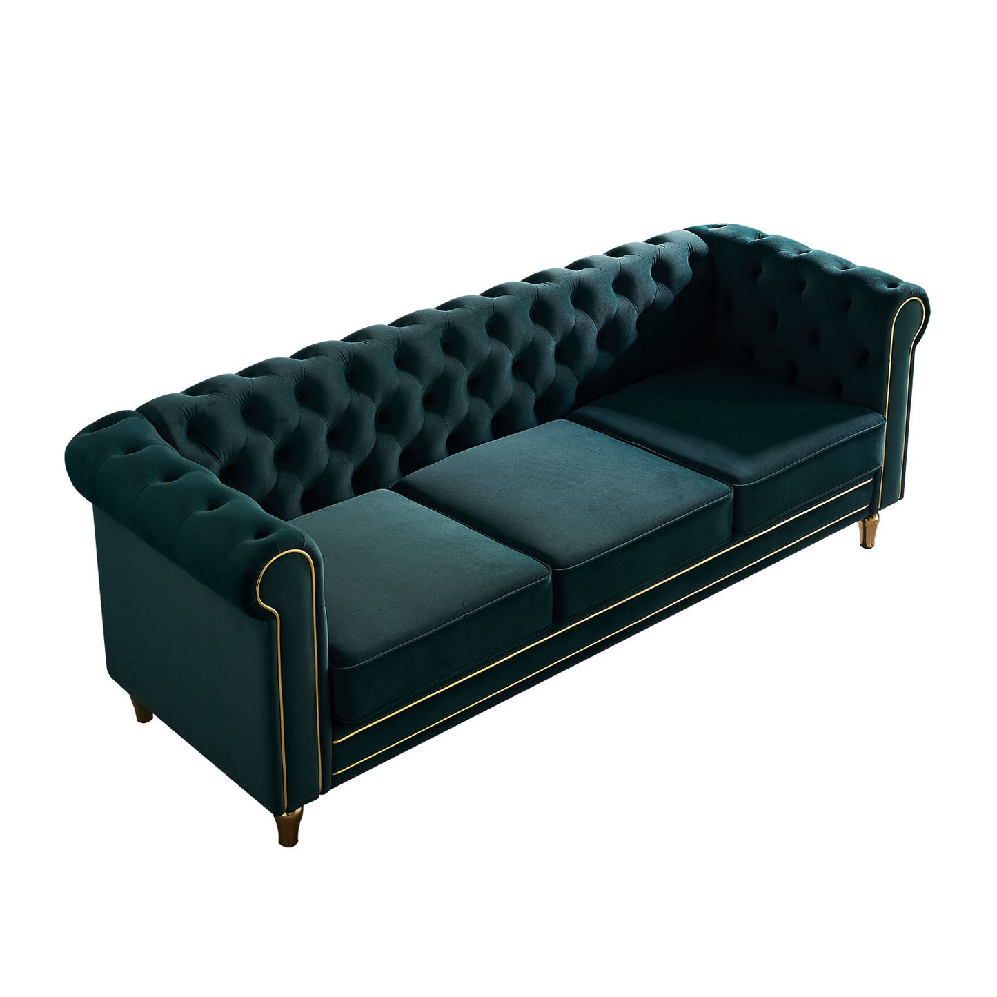 chesterfield velvet sofa, green