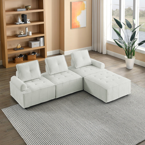 chenille l-shape modular sectional sofa