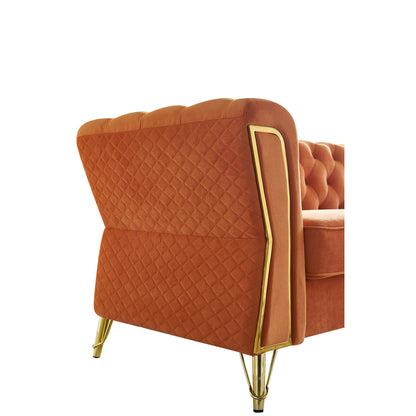 Modern Tufted Velvet Sofa, Orange