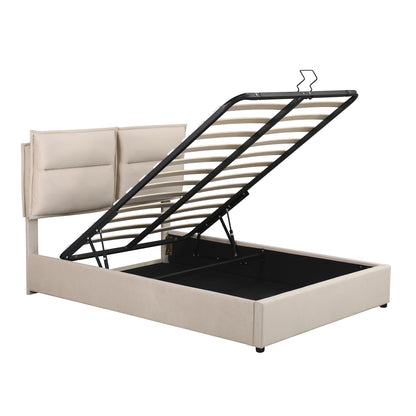 Upholstered Platform bed with a Hydraulic Storage System