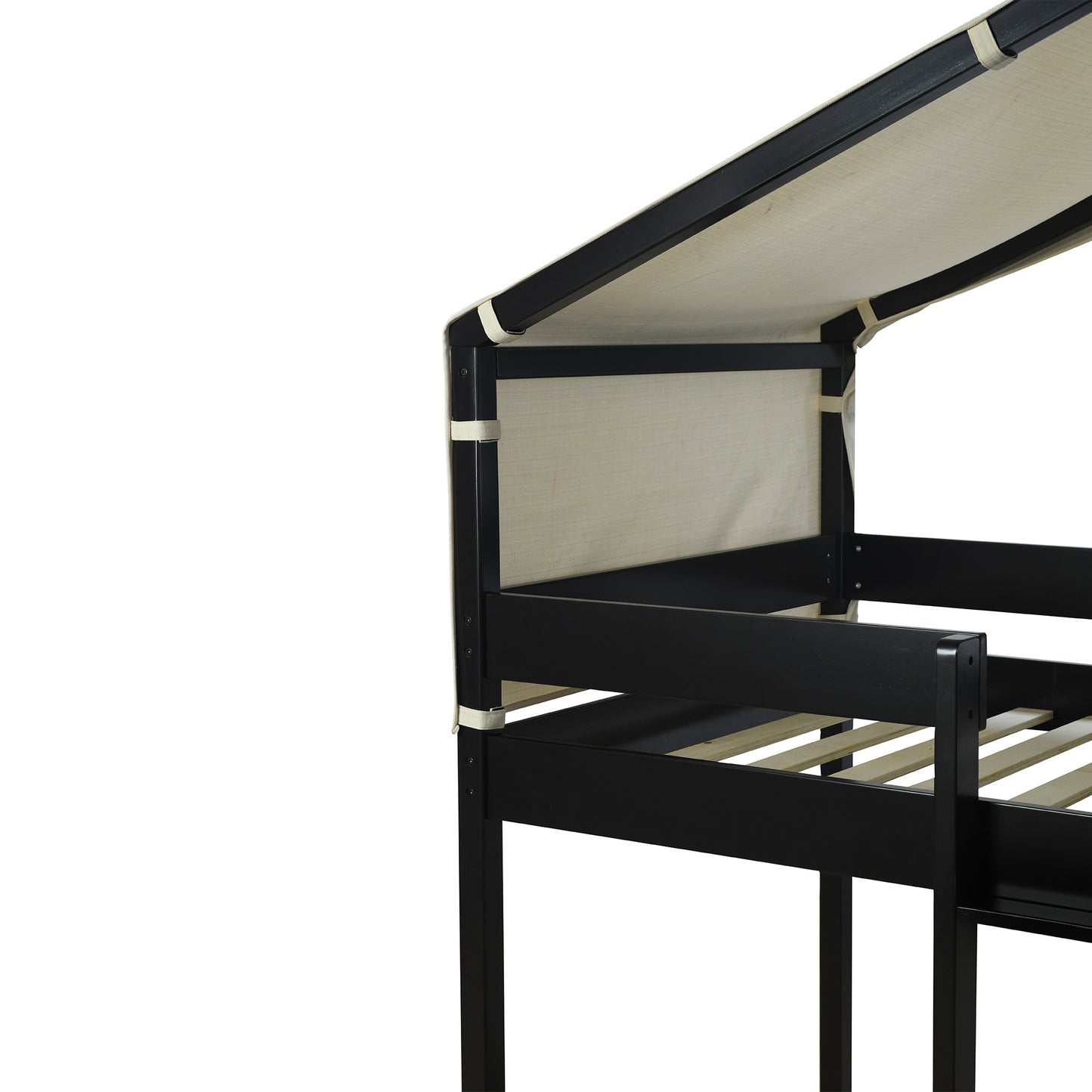 twin over twin bunk bed wood bed with tent