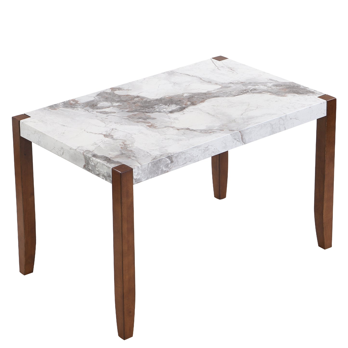 4-piece modern dining furniture set  46" faux marble style