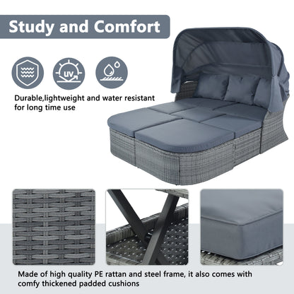 Daybed/Sunbed with Retractable Canopy Set