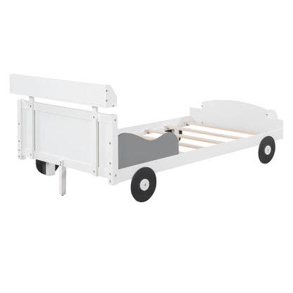 Twin Size Car-Shaped Platform Bed, White