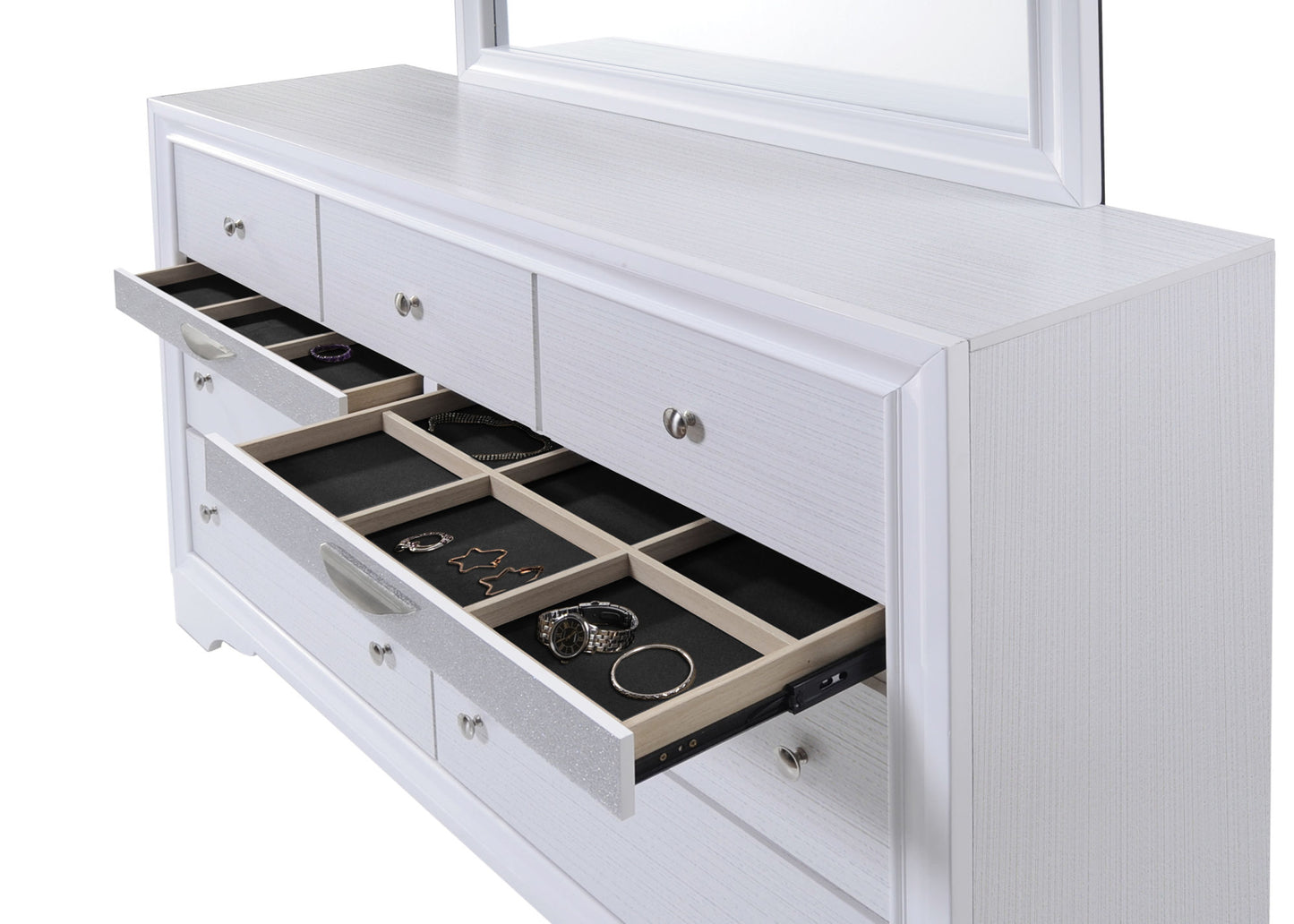 traditional matrix 7 drawer dresser in white made with wood