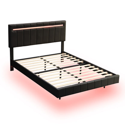 Floating Bed Frame with LED Lights and USB Charging #3