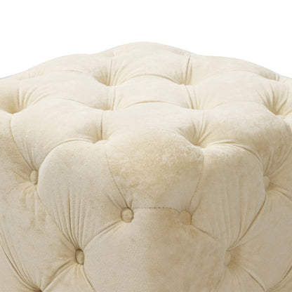 Beige Modern Velvet Upholstered Ottoman