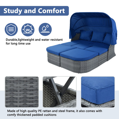 Daybed/Sunbed with Retractable Canopy Set