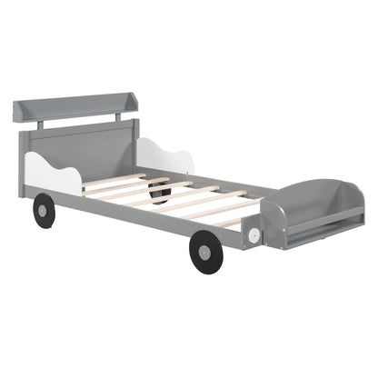 Twin Size Car-Shaped Platform Bed, Gray