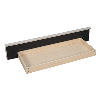 Upholstered Velvet Platform Bed with Wingback Headboard and 1 Big Drawer; 2 Side Storage Stool
