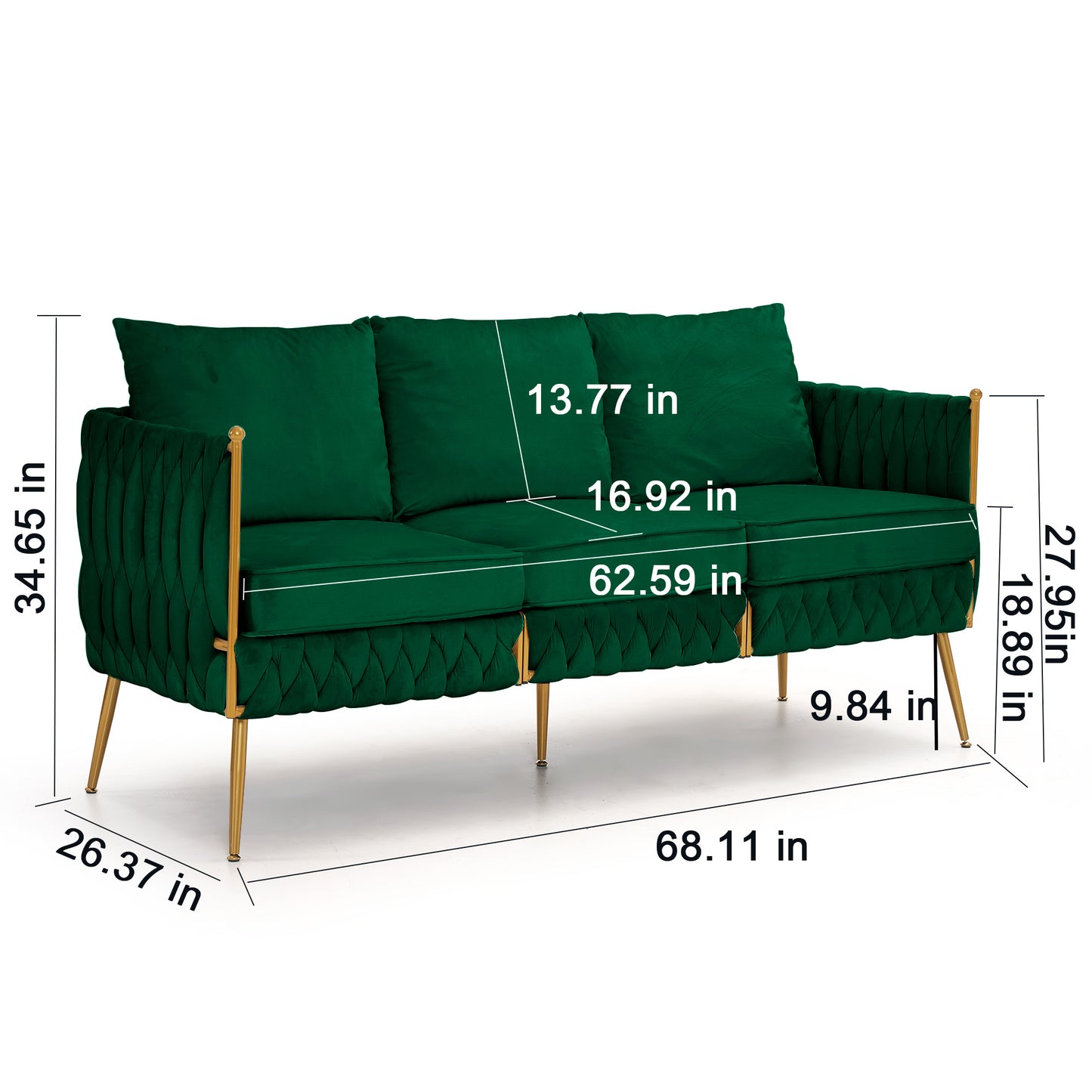 fiona fluffy tufted upholstered sofa set, green velvet