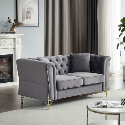 3-seater + 3-seater Combination Sofa Tufted with 4 Pillows