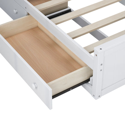 Elegant and Functional Bed with 4 Drawers and All-in-One Cabinet and Shelf, White
