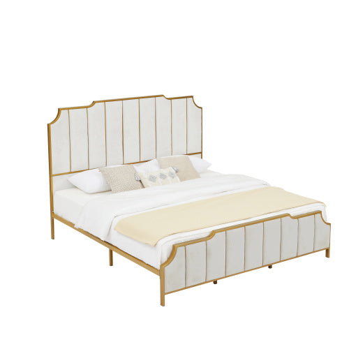 elegant upholstered platform king bed with high headboard