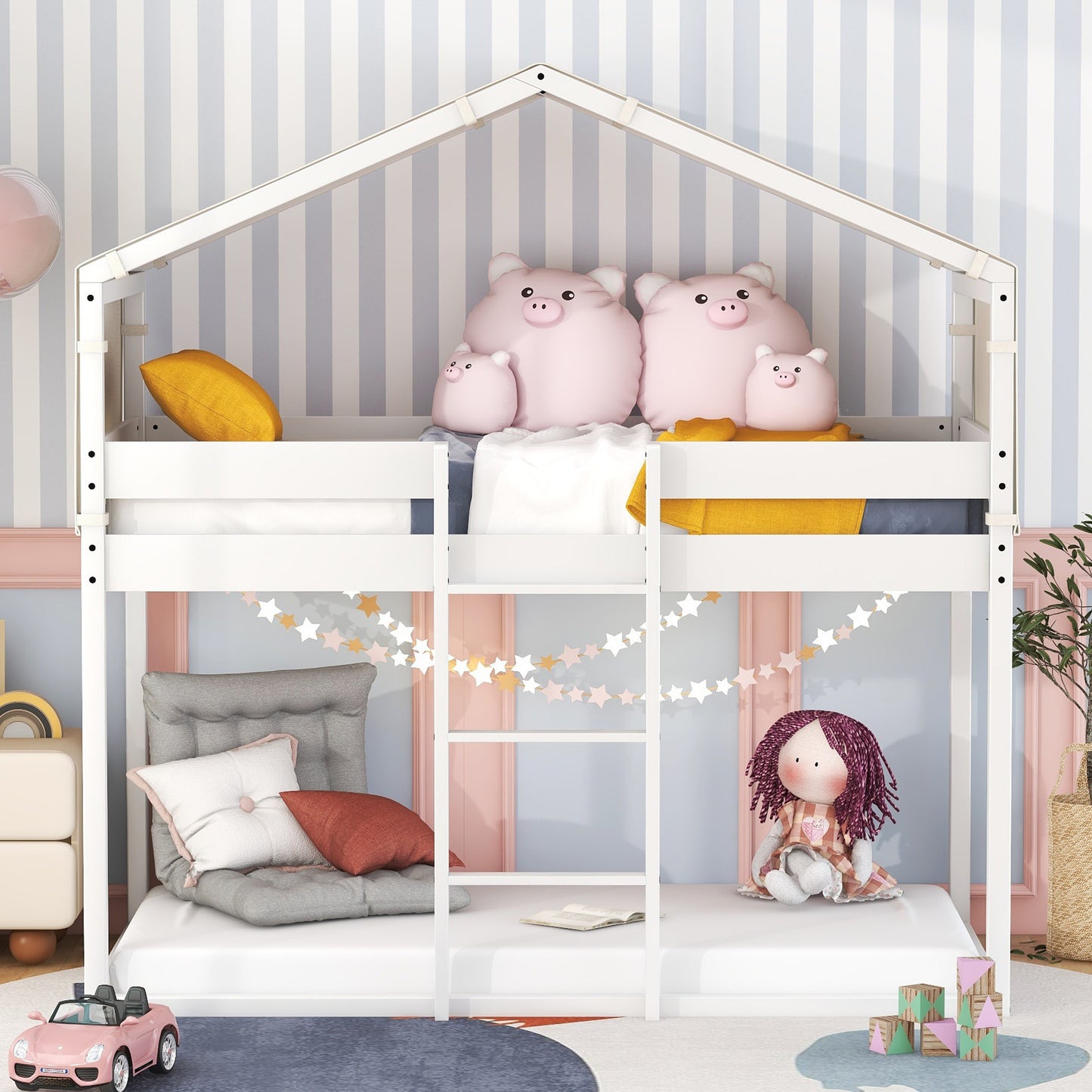 twin over twin bunk bed wood bed with tent