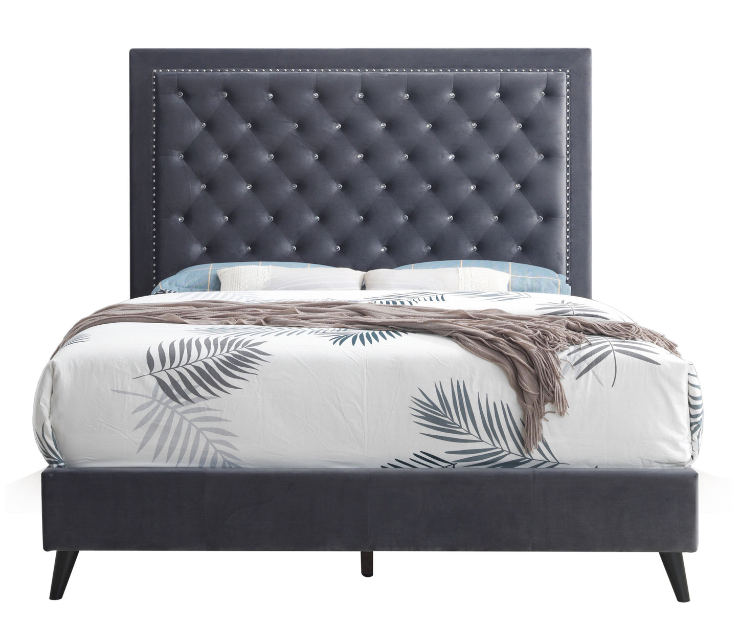 alba upholstered bed, grey