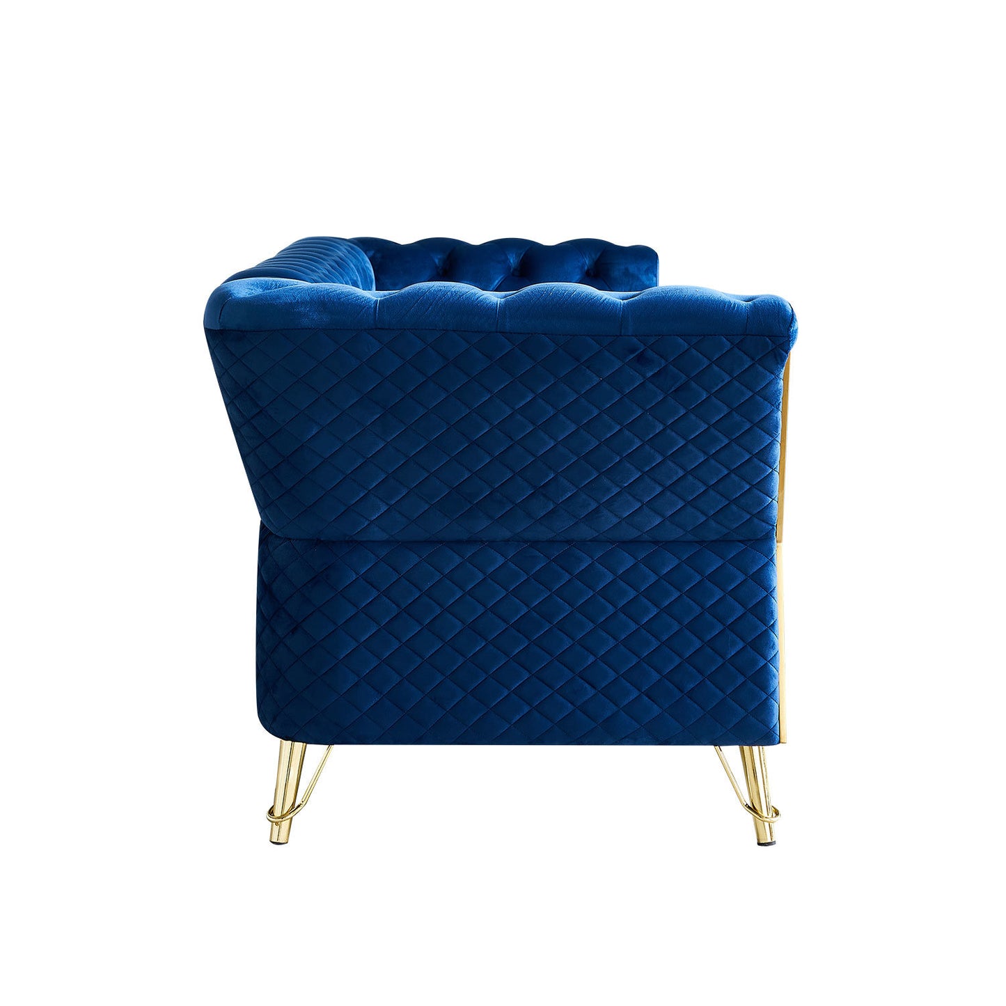 modern tufted velvet sofa ,blue