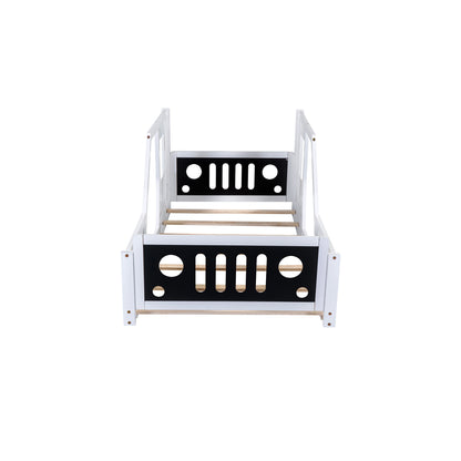 Twin Size Classic Car-Shaped Platform Bed with Wheels
