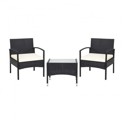 3 Pieces Patio Wicker Rattan Furniture Set with Cushion