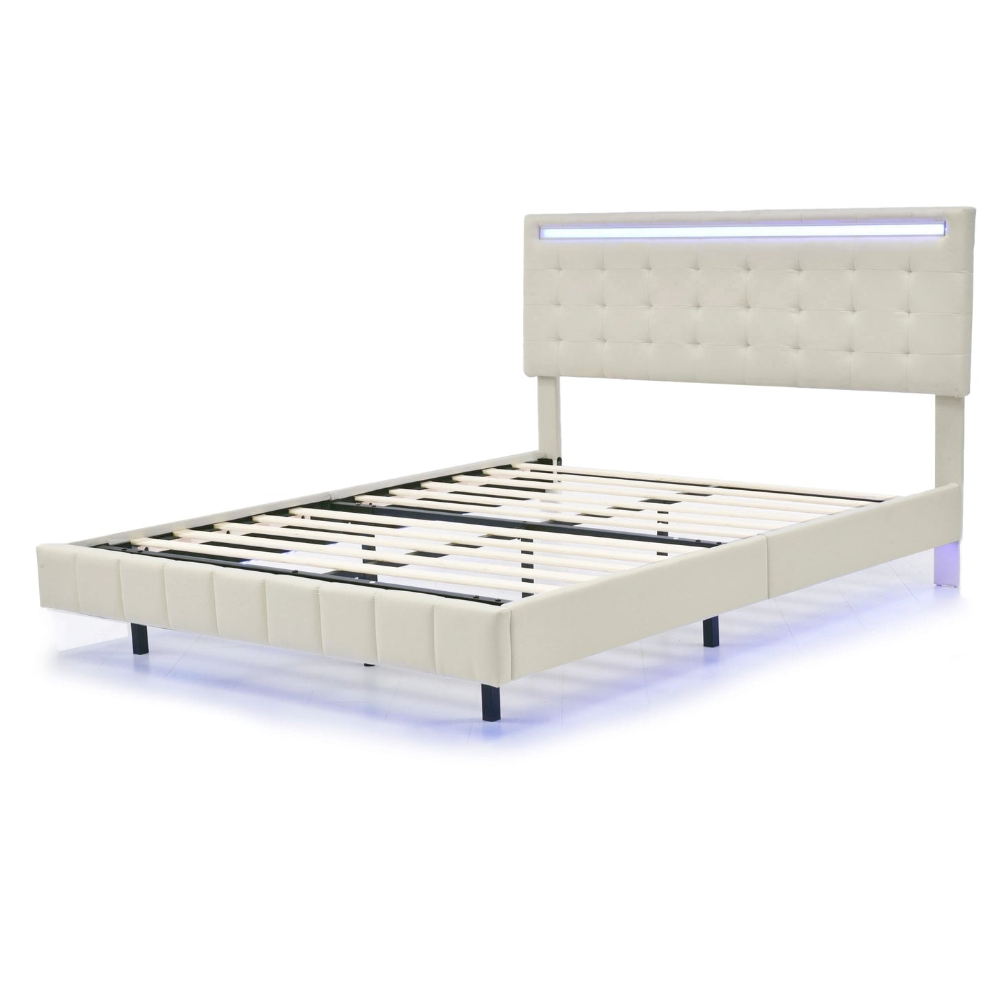 floating bed frame with led lights and usb charging #5