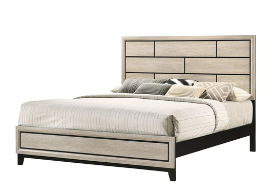 Geometric Drift Wood Chalk King Size Bed