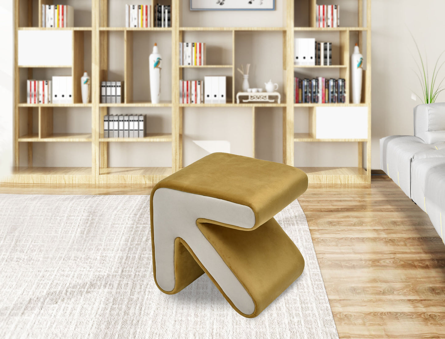 modern creative upholstered velvet ottoman