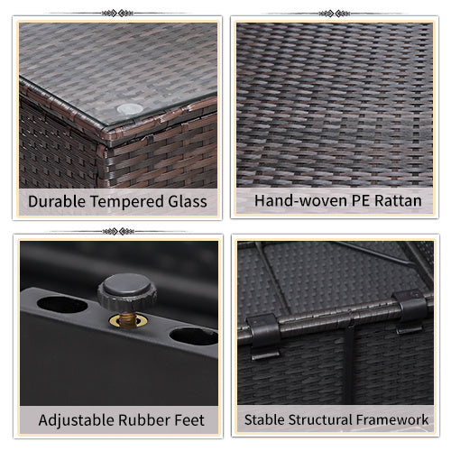 7 pieces outdoor patio sectional sofa couch set with washable cushions & glass coffee table