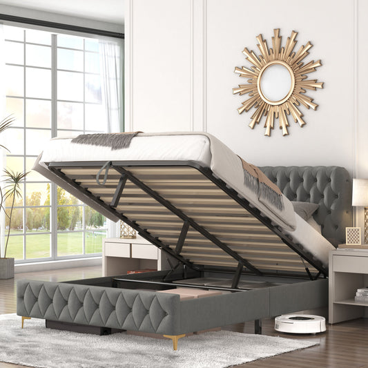 Velvet Upholstered with Pneumatic Hydraulic Function, Gray