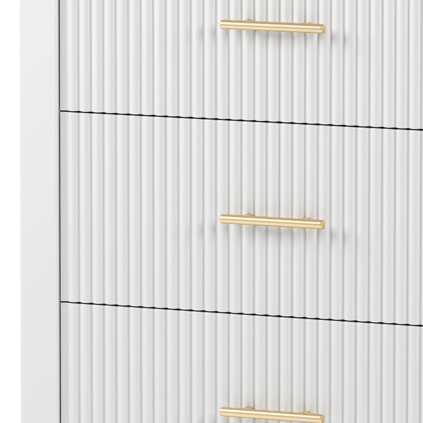 6 drawer dresser with metal handle for bedroom, white