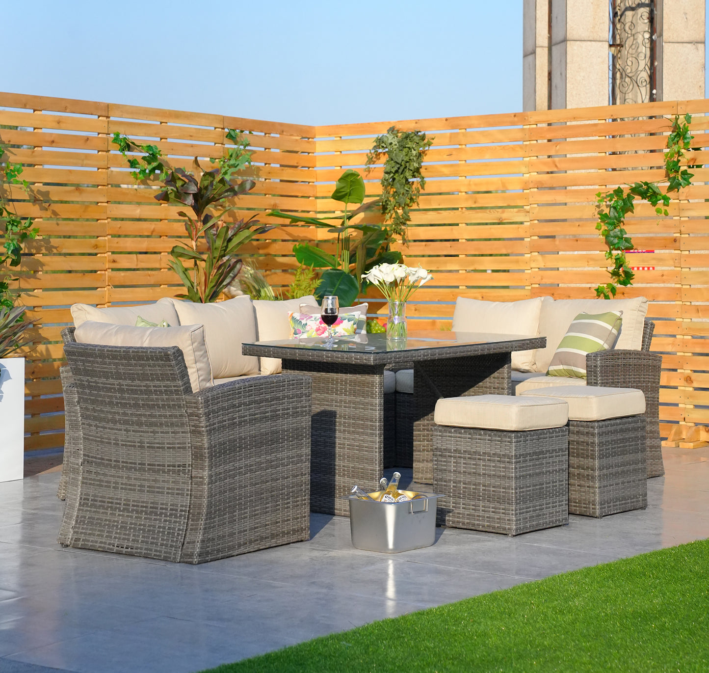 direct wicker 7-piece pe rattan wicker patio sectional sofa set with cushions