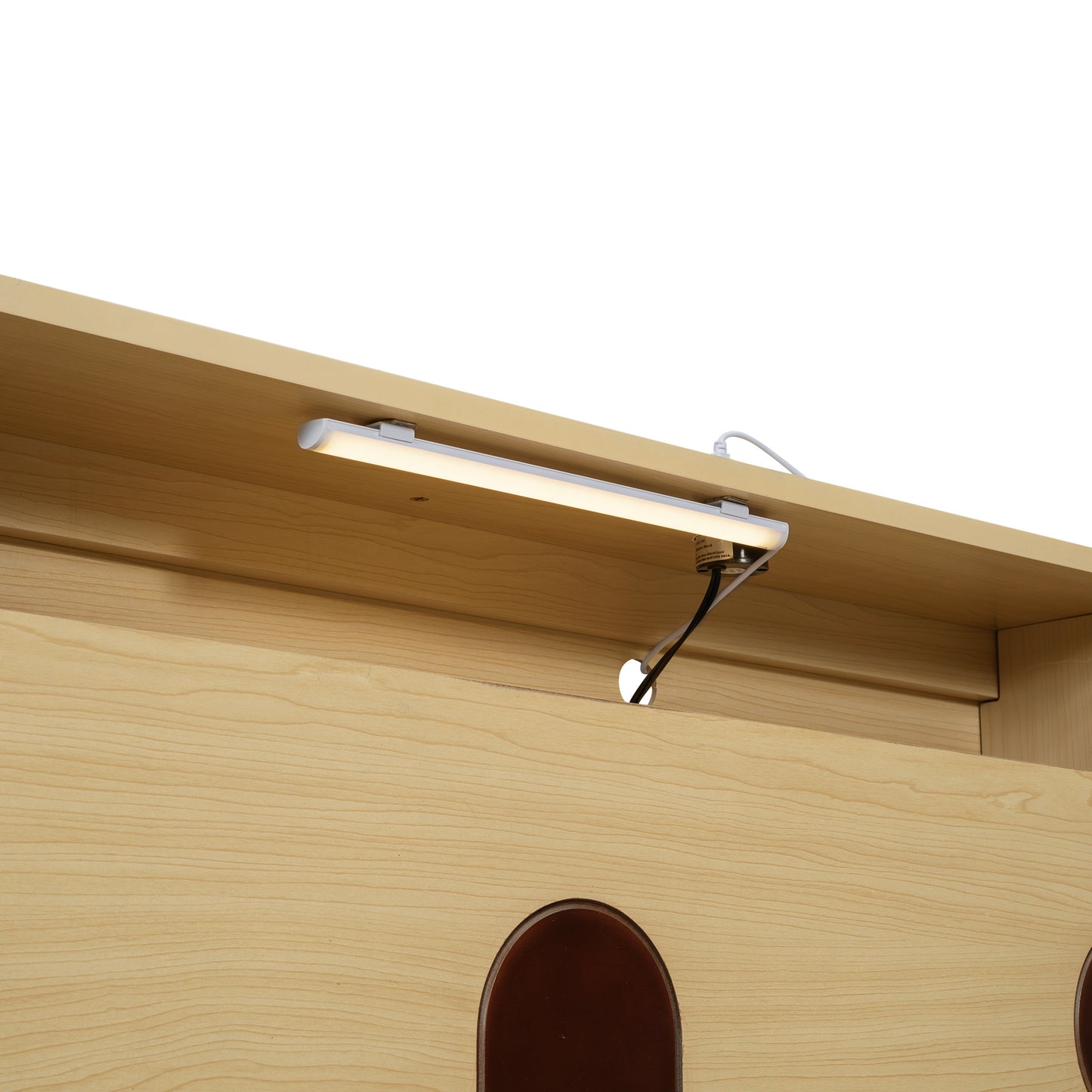 car bed with bear-shaped headboard, usb and led, natural