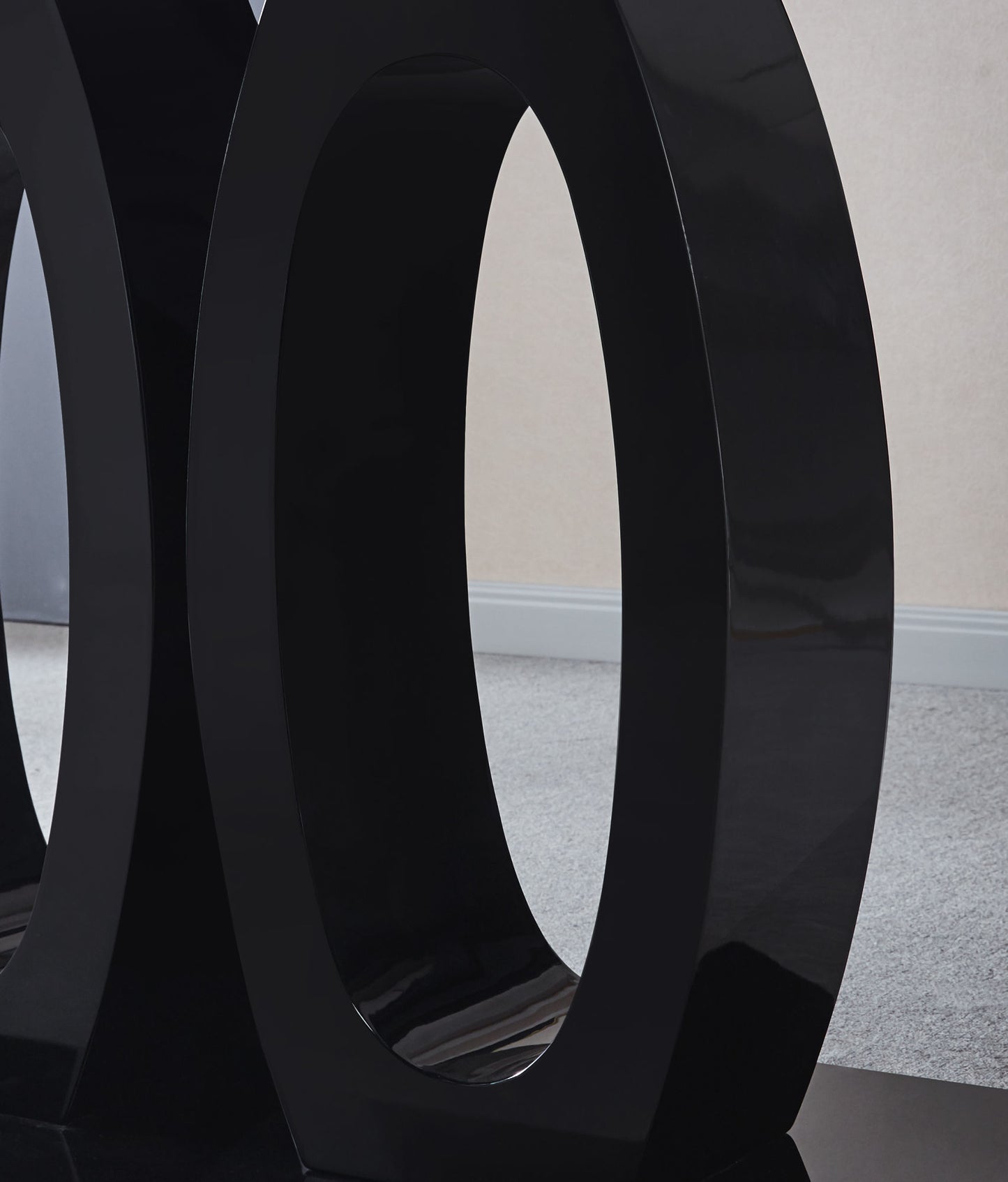 double pedestal dining table- tempered glass, black