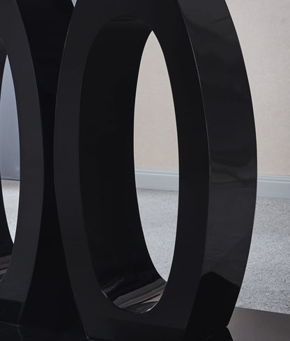 Double Pedestal Dining Table- Tempered Glass, Black