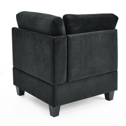 U shape Modular Sectional Sofa with Ottoman, Black Velvet