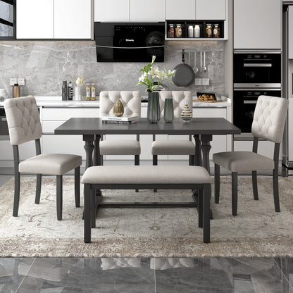 Upholstered 6-Piece Dining Table Set