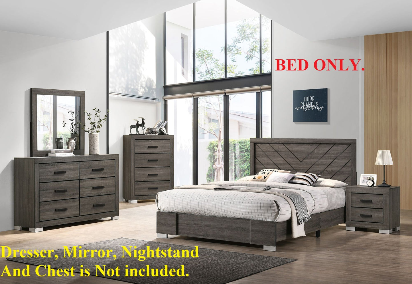 unique grey finish unique size bed