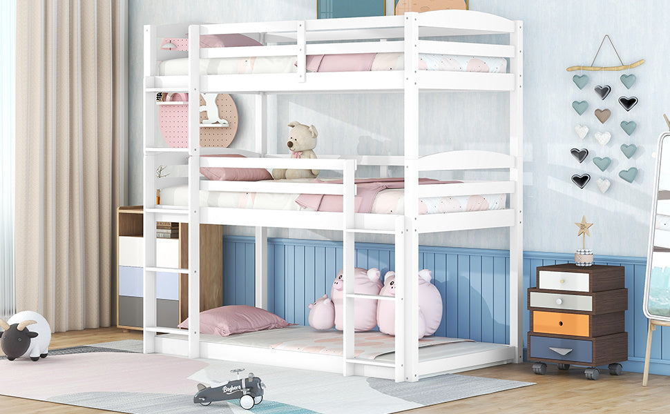 twin over twin over twin triple bunk bed,white