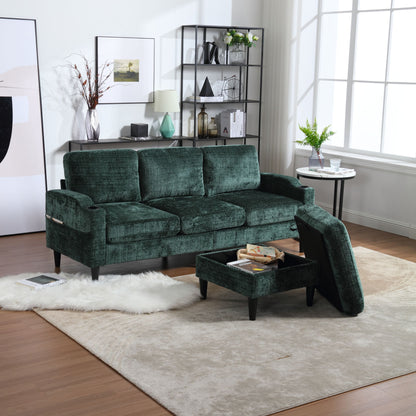Zara Storage/ Cupholder Sectional Sofa, Green