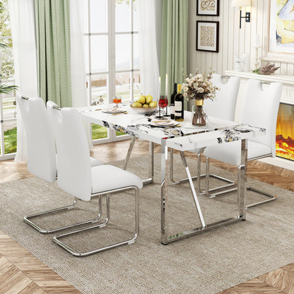 5-Piece Dining Table Chairs Set, White