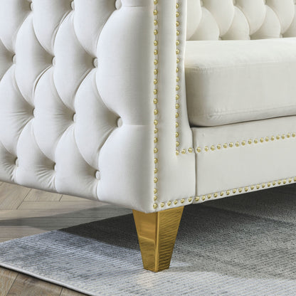 Zara Velvet L-Shaped Corner Sectional, Beige